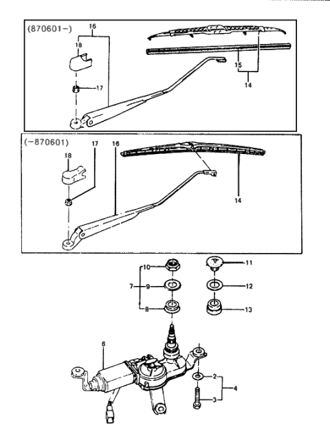 2013 Hyundai Veloster Rear Wiper Arm Assembly Diagram for 98801-21200