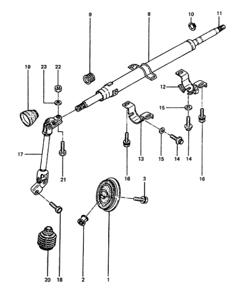 1986 Hyundai Excel Steering Column & Shaft Diagram