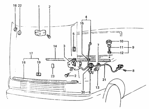 1987 Hyundai Excel Hood Trim Diagram