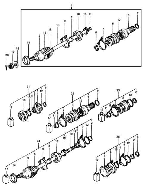 1988 Hyundai Excel Joint & Shaft Kit-Front Axle W Diagram for 49508-21A00