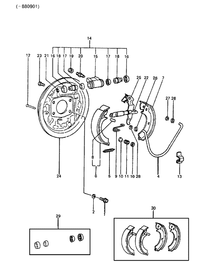 1987 Hyundai Excel Cylinder Kit-Rear Wheel Brake Diagram for 58304-21300