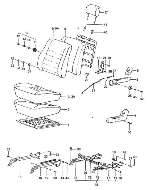 1988 Hyundai Excel Front Seat Diagram 2