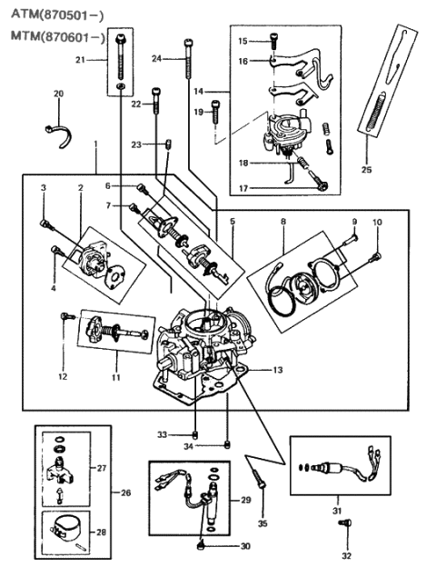 1989 Hyundai Excel Carburettor Inner Parts Diagram 3