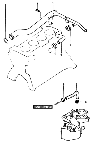 1987 Hyundai Excel Cooling Hose & Pipe Diagram