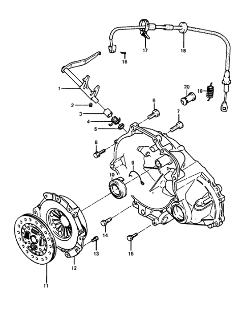 1986 Hyundai Excel Clutch & Release Fork Diagram