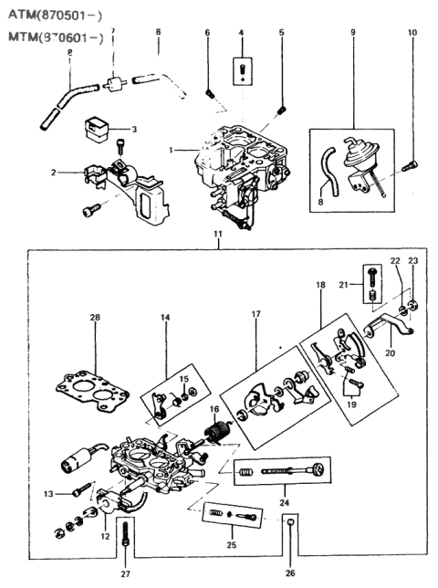 1985 Hyundai Excel Carburettor Inner Parts Diagram 4