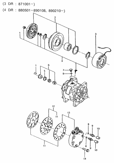 1986 Hyundai Excel Compressor Assy Diagram 1