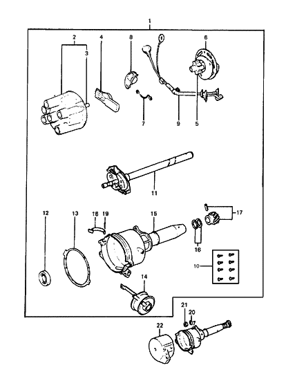 1986 Hyundai Excel Washer Set-Distributor Gear Diagram for 27162-21020