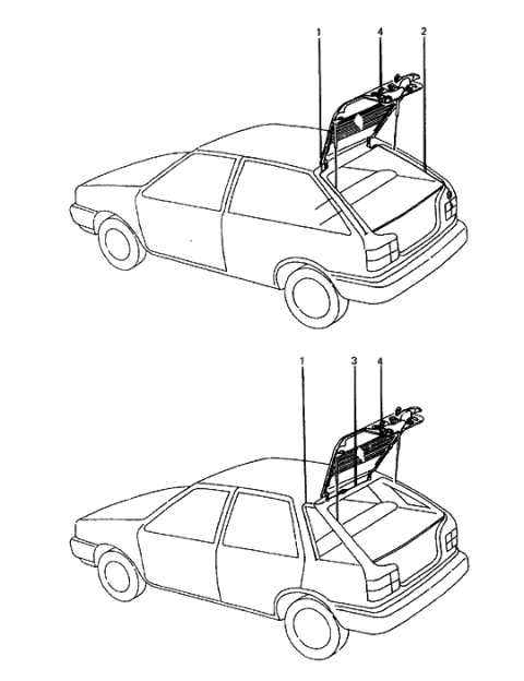 1989 Hyundai Excel Wiring Assembly-Tail Gate RH Diagram for 91624-21411