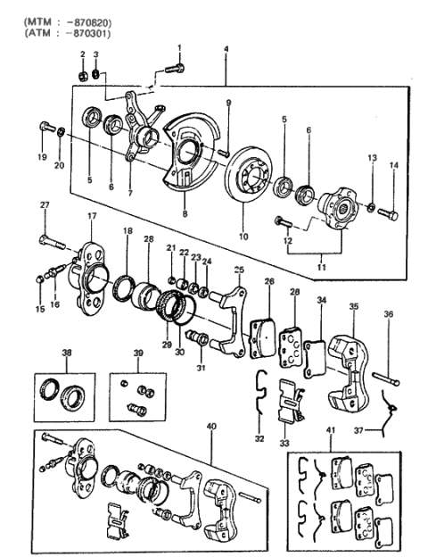 1987 Hyundai Excel Front Axle & Brake Diagram 1