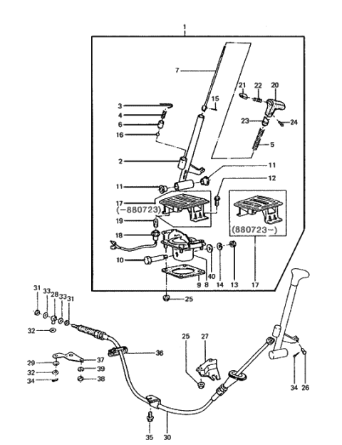 1985 Hyundai Excel Cable Assembly-Automatic Transmission Lever Diagram for 43760-21701