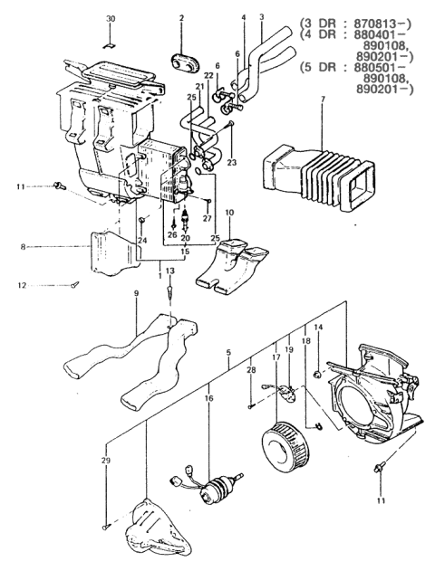 1986 Hyundai Excel Heater Group Diagram 1