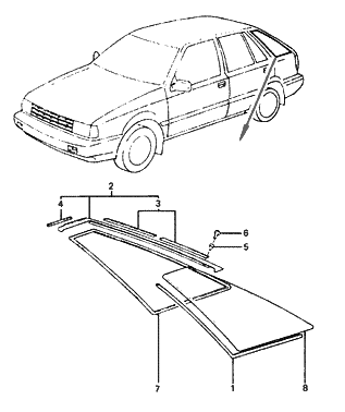 1986 Hyundai Excel Moulding-Quarter Fixed Glass Diagram for 87813-21000