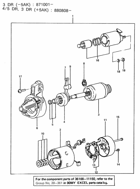 1989 Hyundai Excel Starter Diagram 3