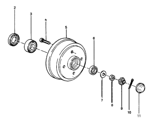 1989 Hyundai Excel Wheel Inner Hub Bearing Assembly Diagram for 51720-11000