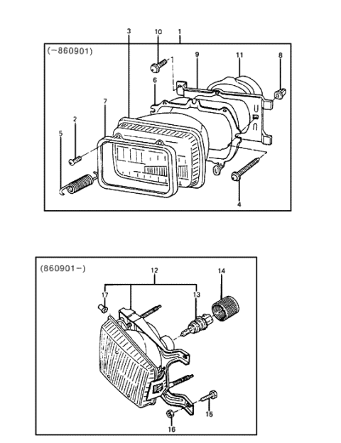 1986 Hyundai Excel Headlamp Assembly, Left Diagram for 92101-21152