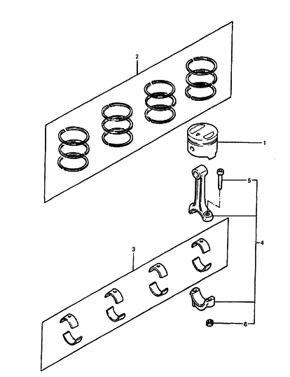 1986 Hyundai Excel Piston & Connecting Rod Diagram