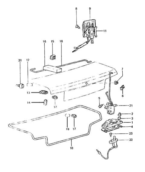1988 Hyundai Excel Opener Assembly-Trunk Lid Diagram for 95790-21201