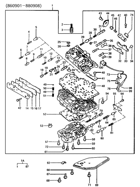 1986 Hyundai Excel AT Valve Body Diagram 2