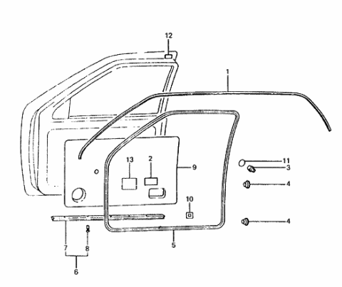 1987 Hyundai Excel Weatherstrip-Door Opening Upper,RH Diagram for 82160-21010