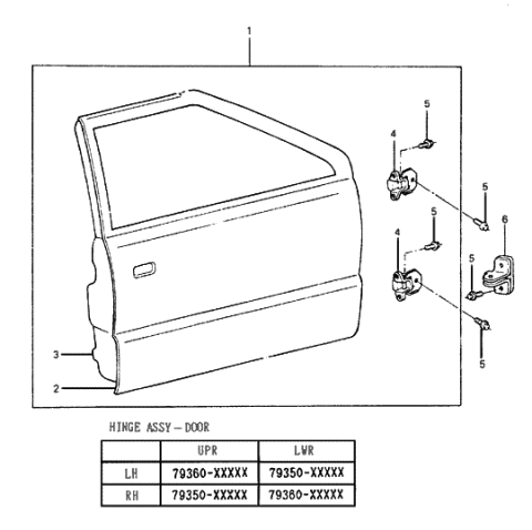 1987 Hyundai Excel Front Door Panel Diagram 1