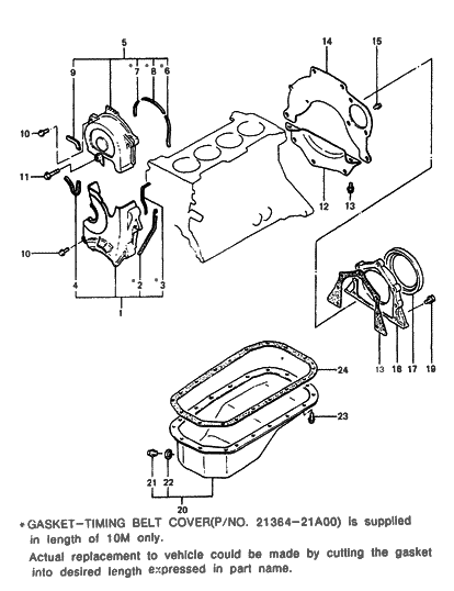 1988 Hyundai Excel Cover Assembly-Timing Belt Lower Diagram for 21350-21000