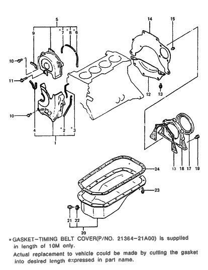 1988 Hyundai Excel Cover-Bell Housing Diagram for 21461-21000