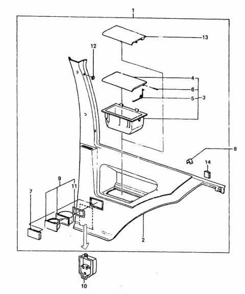 1987 Hyundai Excel Trim Assembly-Quarter Inner RH Diagram for 85520-21232-BC