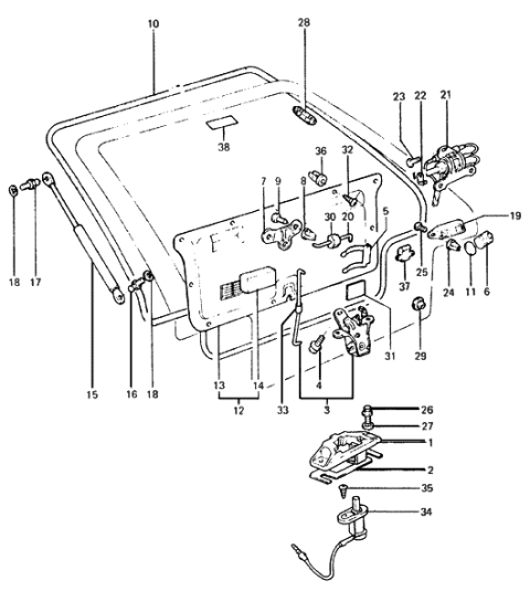 1986 Hyundai Excel Trim Trunk Lid Diagram for 81752-21100