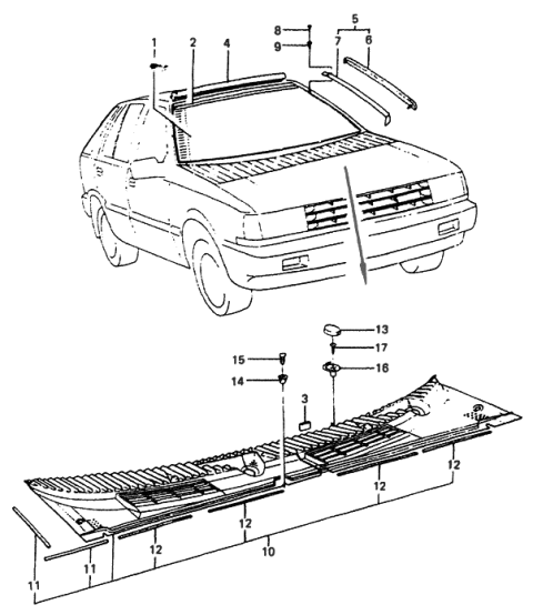 1987 Hyundai Excel Strip-Windshield Side Diagram for 86138-21050