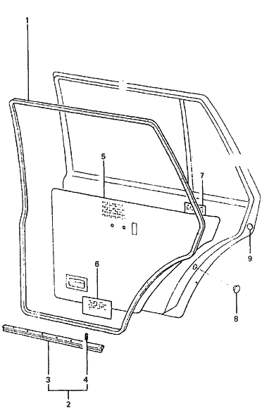 1987 Hyundai Excel Rear Door Sealing Diagram