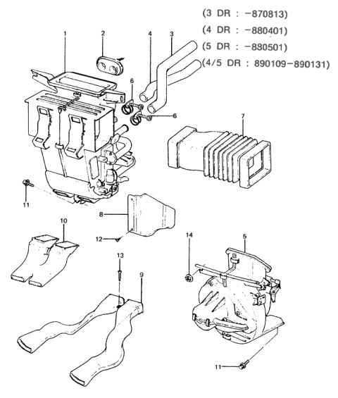 1987 Hyundai Excel Heater Group Diagram 1