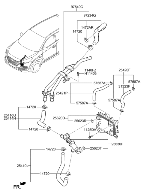 2015 Hyundai Tucson Hose Assembly-A.T.F Outlet Diagram for 97324-D3800