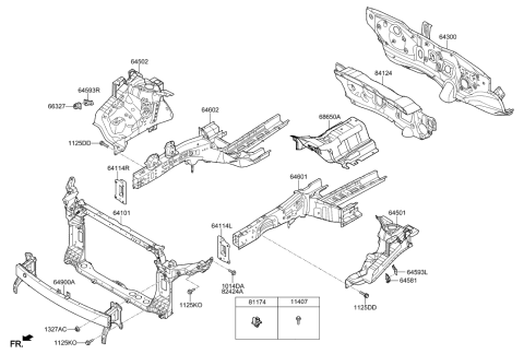 2017 Hyundai Tucson Beam Complete-Front Bumper Diagram for 64900-D3110