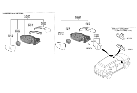 2015 Hyundai Tucson Mirror-Outside Rear View Diagram