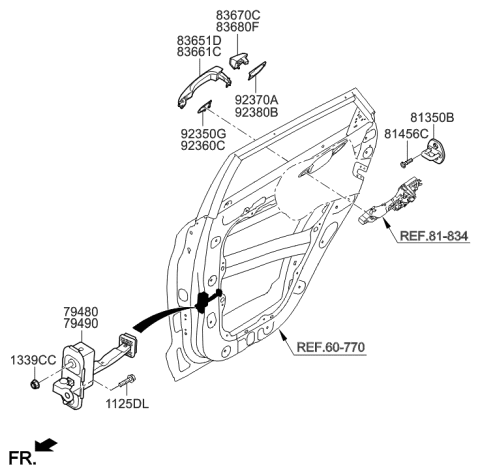 2014 Hyundai Santa Fe Sport Cover-Rear Door Outside Handle,LH Diagram for 83652-D3000