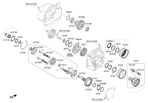 2020 Hyundai Sonata Hybrid Carrier Assembly-Planetray,Front Diagram for 45710-3B670