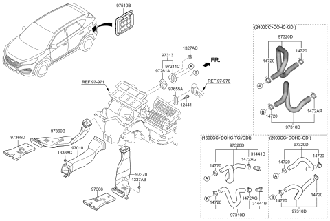 2015 Hyundai Tucson Heater System-Duct & Hose Diagram