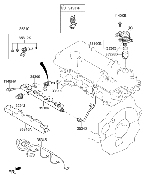 2018 Hyundai Tucson Throttle Body & Injector Diagram 1