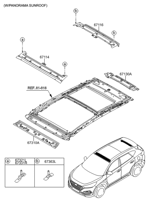 2020 Hyundai Sonata Hybrid Panel-Panorama Front Diagram for 67114-D3300