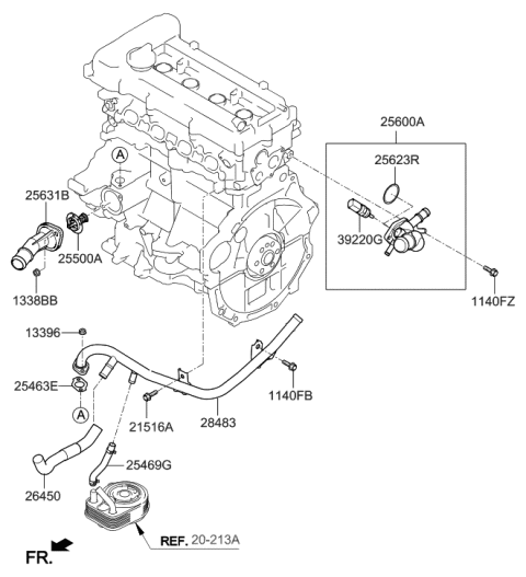 2022 Hyundai Venue Hose-Coolant By Passenger Diagram for 25472-2E000