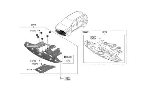 2017 Hyundai Tucson Under Body Skid Plate Diagram for 29110-D3600