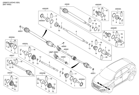 2017 Hyundai Tucson Gas Drive Shaft (Front) Diagram 2