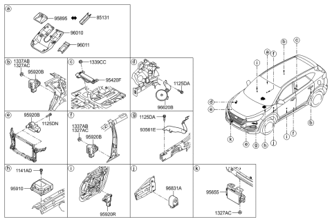 2018 Hyundai Tucson Horn Assembly-Burglar Alarm Diagram for 96630-D3000