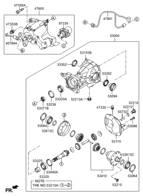 2020 Hyundai Sonata Hybrid Carrier Assembly Diagram for 53010-3B511