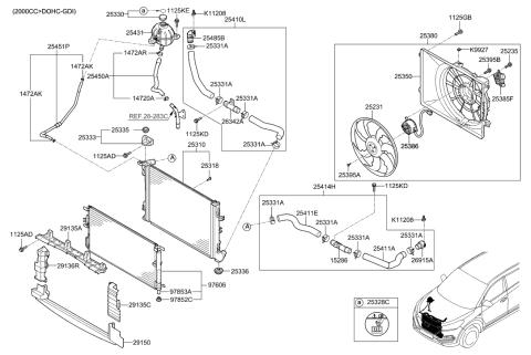 2014 Hyundai Santa Fe Sport Condenser Assembly-Cooler Diagram for 97606-D3500