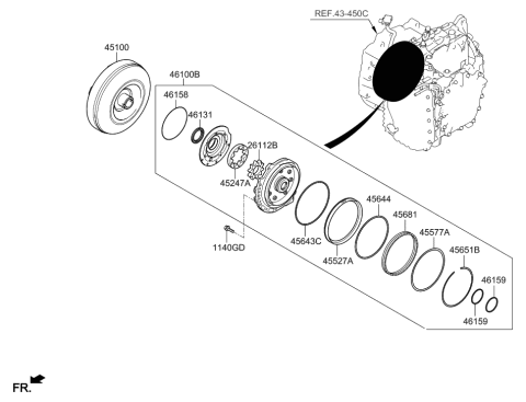 2020 Hyundai Sonata Hybrid Gear-Output Oil Pump Diagram for 46151-2F000