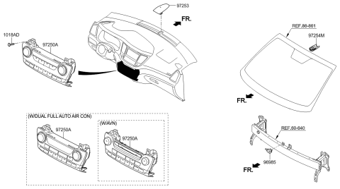 2015 Hyundai Tucson Heater Control Assembly Diagram for 97250-D3570-YAK