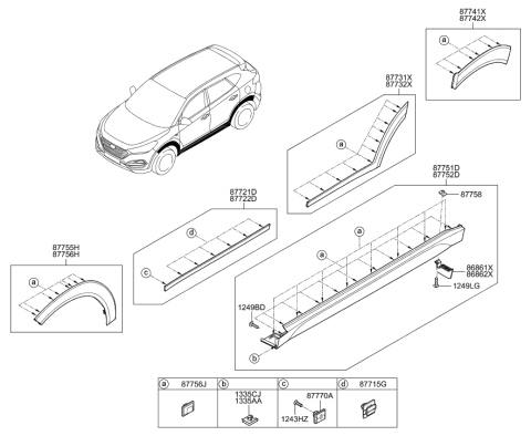 2017 Hyundai Tucson Moulding Assembly-Side Sill,LH Diagram for 87751-D3100-GAL