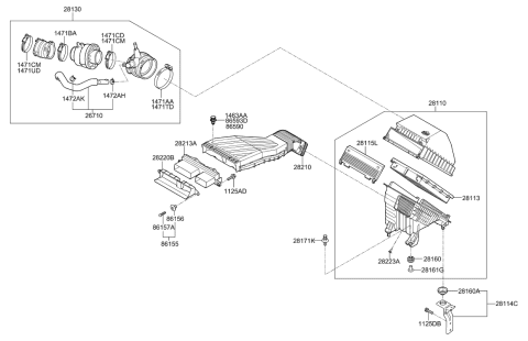 2017 Hyundai Tucson Gas Air Cleaner Diagram 1